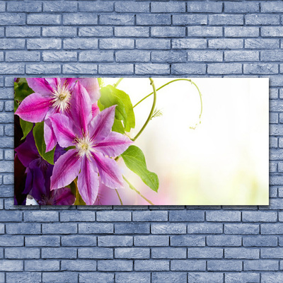 Glass Wall Art Flowers floral pink