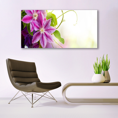 Glass Wall Art Flowers floral pink