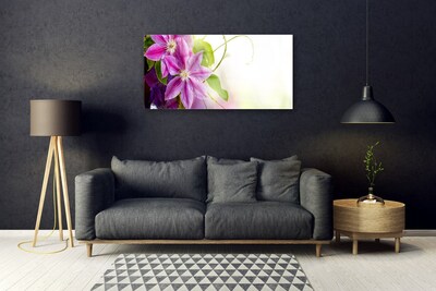 Glass Wall Art Flowers floral pink