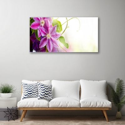 Glass Wall Art Flowers floral pink