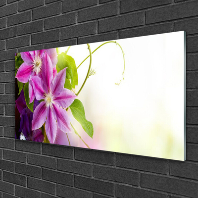 Glass Wall Art Flowers floral pink