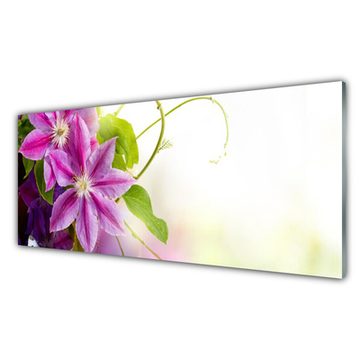 Glass Wall Art Flowers floral pink