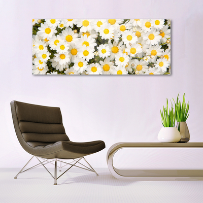 Glass Wall Art Daisy floral yellow white