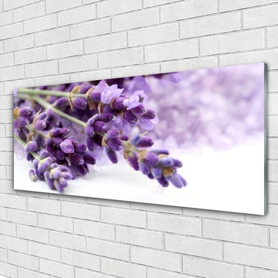 Glass Wall Art Flowers floral purple