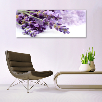 Glass Wall Art Flowers floral purple