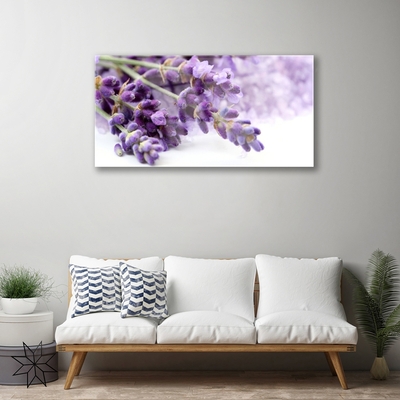 Glass Wall Art Flowers floral purple