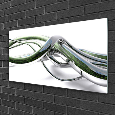 Glass Wall Art Abstract art silver green