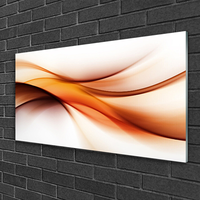 Glass Wall Art Abstraction art white brown yellow