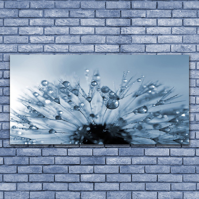 Glass Wall Art Dandelion floral blue