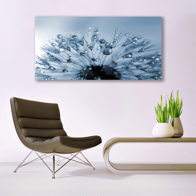 Glass Wall Art Dandelion floral blue