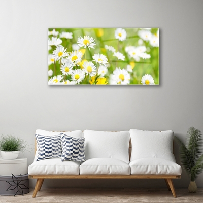 Glass Wall Art Daisy floral yellow white