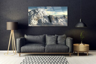 Glass Wall Art Mountains landscape grey white