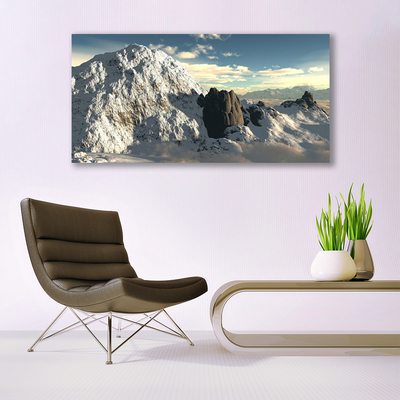 Glass Wall Art Mountains landscape grey white