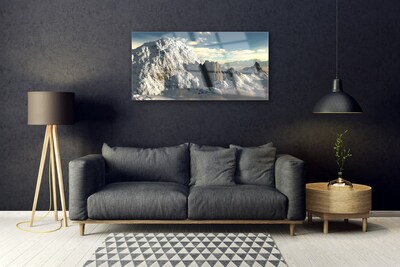 Glass Wall Art Mountains landscape grey white