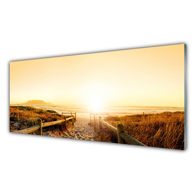 Glass Wall Art Footpath landscape brown