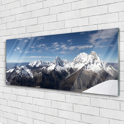 Glass Wall Art Mountains landscape white grey