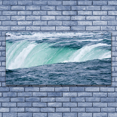 Glass Wall Art Waterfall nature blue