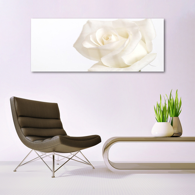 Glass Wall Art Rose floral white