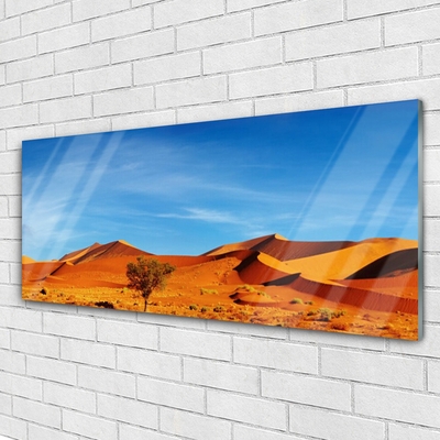 Glass Wall Art Desert landscape yellow