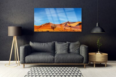 Glass Wall Art Desert landscape yellow