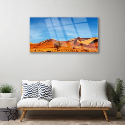 Glass Wall Art Desert landscape yellow