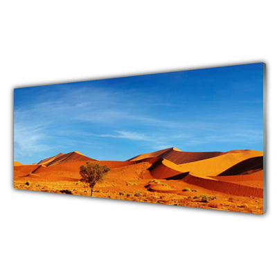 Glass Wall Art Desert landscape yellow