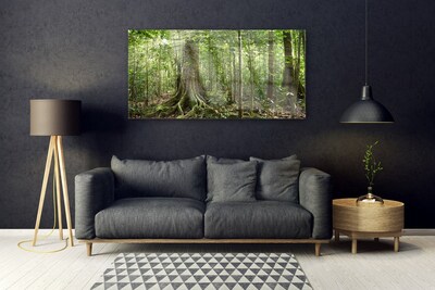 Glass Wall Art Forest nature brown green