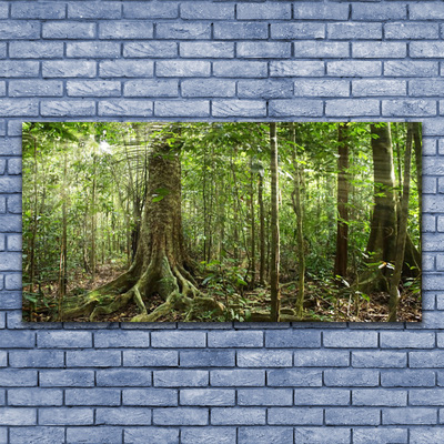 Glass Wall Art Forest nature brown green