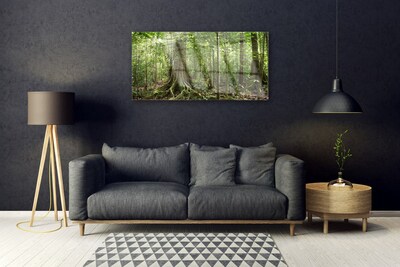 Glass Wall Art Forest nature brown green