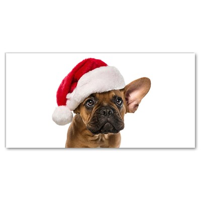 Glass Print Bulldog Dog Christmas