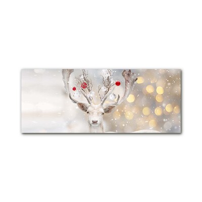 Glass Print White Reindeer Christmas Baubles