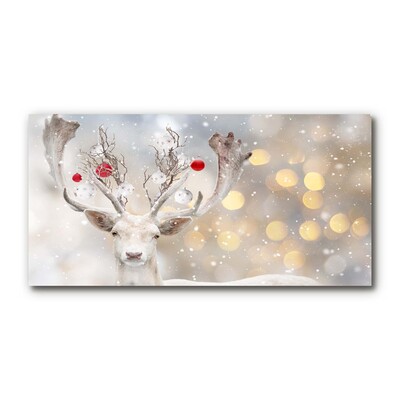 Glass Print White Reindeer Christmas Baubles
