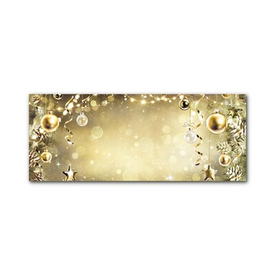 Glass Print Gold Christmas Holiday Decorations