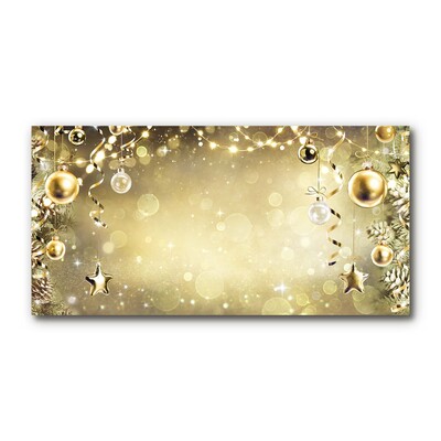 Glass Print Gold Christmas Holiday Decorations