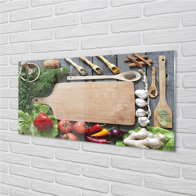 Kitchen Splashback Board of parsley spices