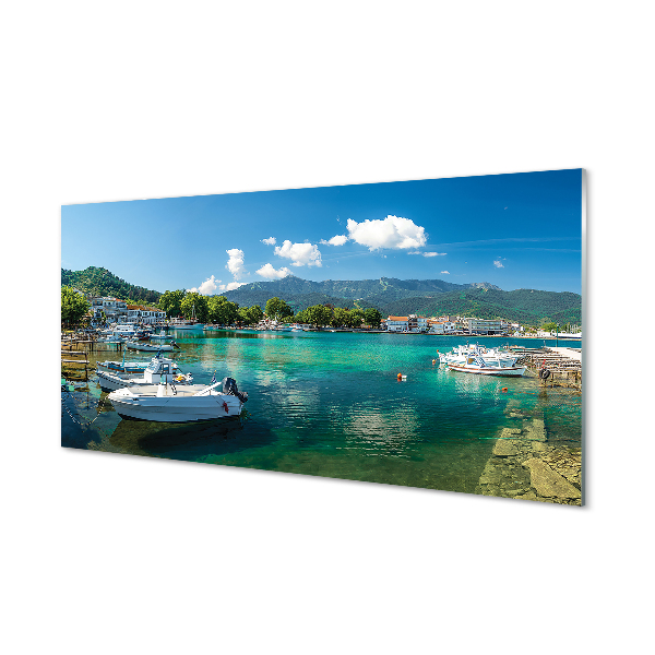 Kitchen Splashback Sea mountains Greece Marina