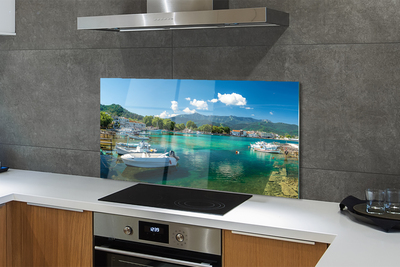 Kitchen Splashback Sea mountains Greece Marina