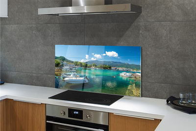 Kitchen Splashback Sea mountains Greece Marina