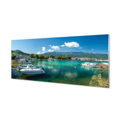 Kitchen Splashback Sea mountains Greece Marina