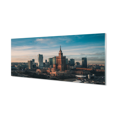 Kitchen Splashback Panorama of sunrise skyscraper in Warsaw