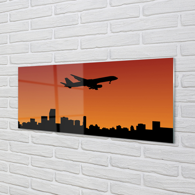 Kitchen Splashback Airplane sky and sunset
