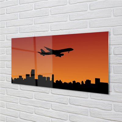 Kitchen Splashback Airplane sky and sunset