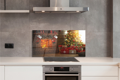 Kitchen Splashback Christmas fireplace