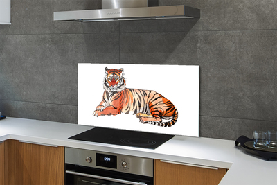 Kitchen Splashback painted tiger