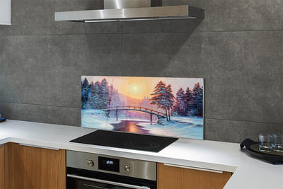 Kitchen Splashback winter is snow Trees