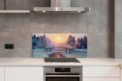 Kitchen Splashback winter is snow Trees