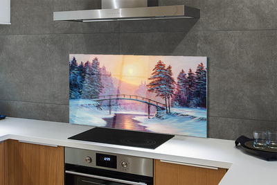 Kitchen Splashback winter is snow Trees