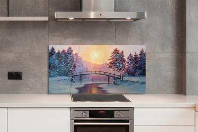 Kitchen Splashback winter is snow Trees