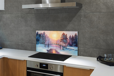 Kitchen Splashback winter is snow Trees