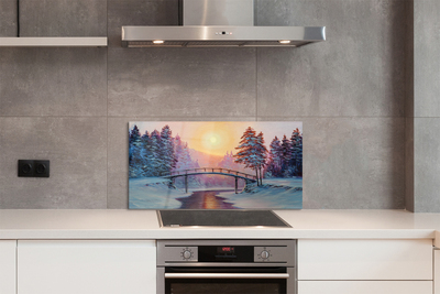 Kitchen Splashback winter is snow Trees